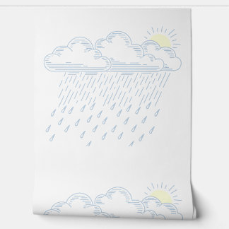 Papier Peint Line Art Illustration of Rain and Sunshine