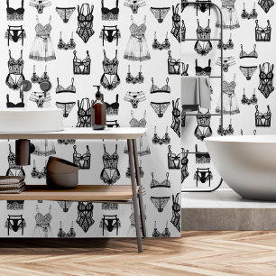 Papier Peint Lingerie vintage Motif noir et blanc