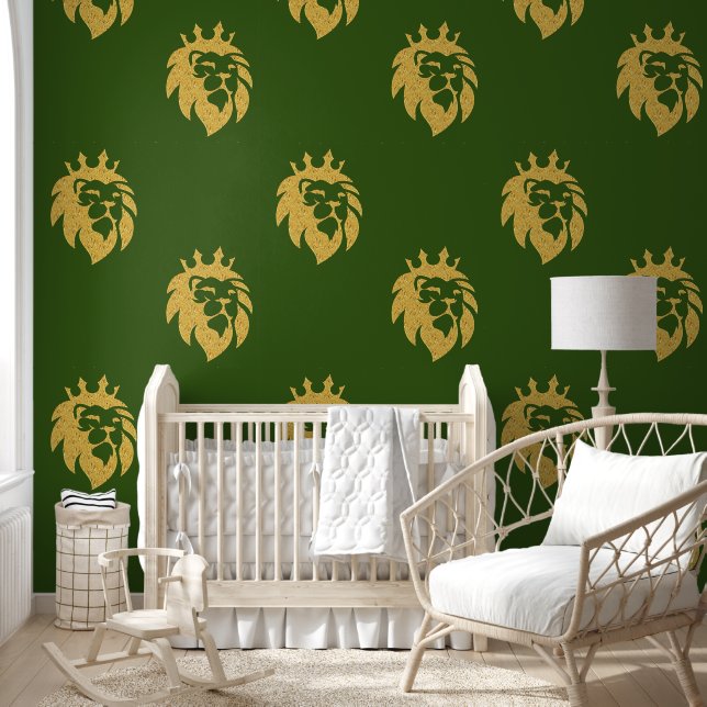 Papier Peint Lion avec couronne - Gold Style 1a (Enfants)