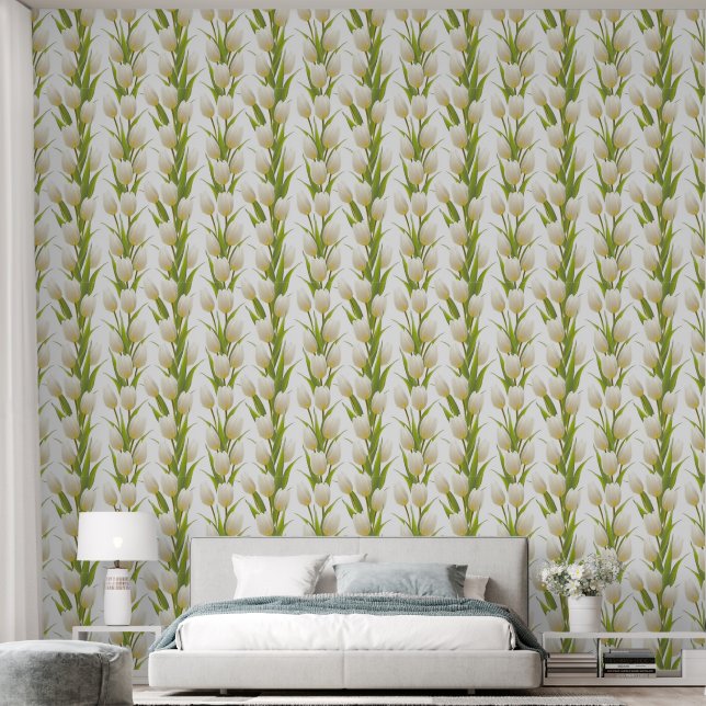 Papier peint lisse Tulipe blanche (Chambre à coucher)