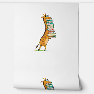 Papier Peint Livre drôle Lecture Giraffe I Love My Library