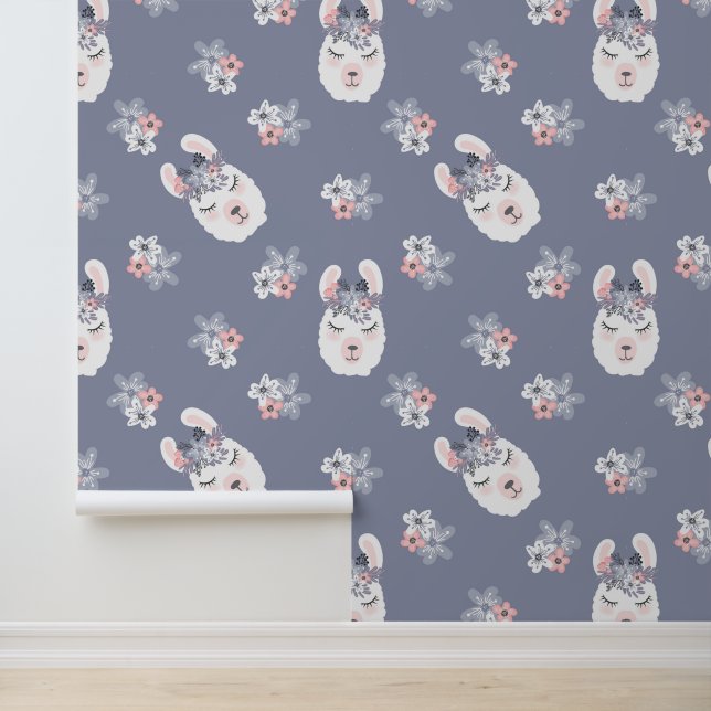 Papier Peint Llamas & Fleurs Motif (Application)