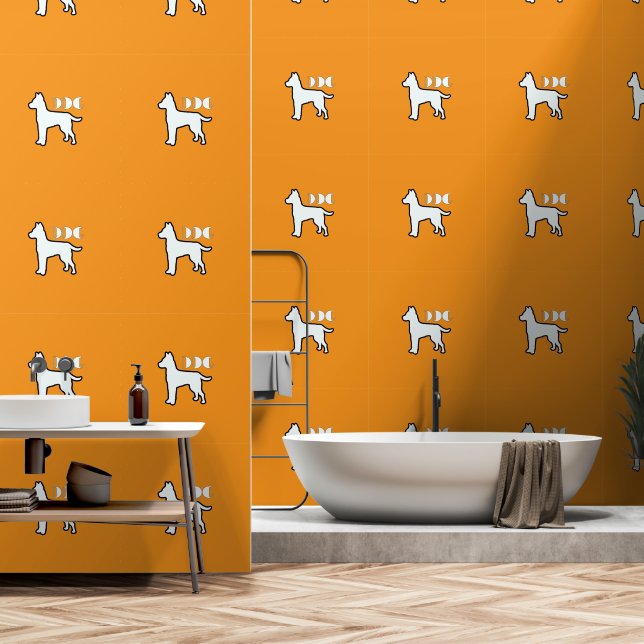 Papier Peint Logo de chien Orange White Pet (Salle de bain)