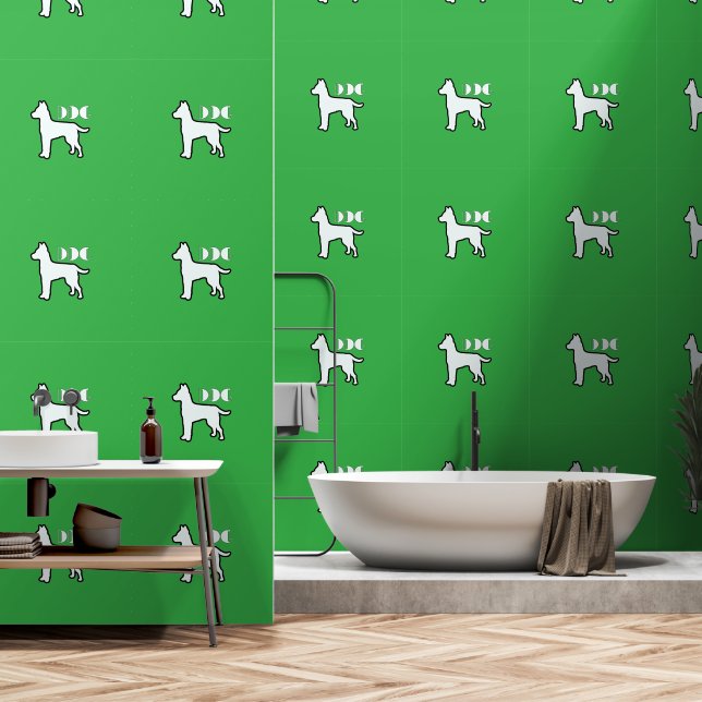 Papier Peint Logo de chien vert brt blanc chien animal (Salle de bain)