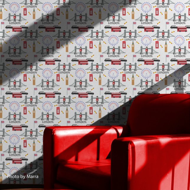 Papier Peint Londres Angleterre Queens Guard Motif anglais (London England Queens Guard English Pattern Wallpaper)