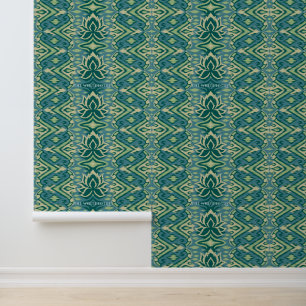 Papier Peint Lotus Ikat Motif - Le Lotus Blanc