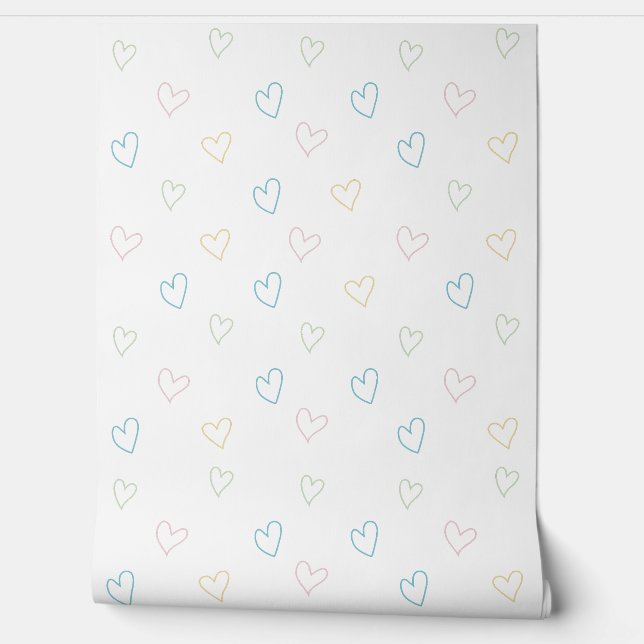 Papier Peint Lovely hearts pattern - Shower Curtain - Large (Déroulement)