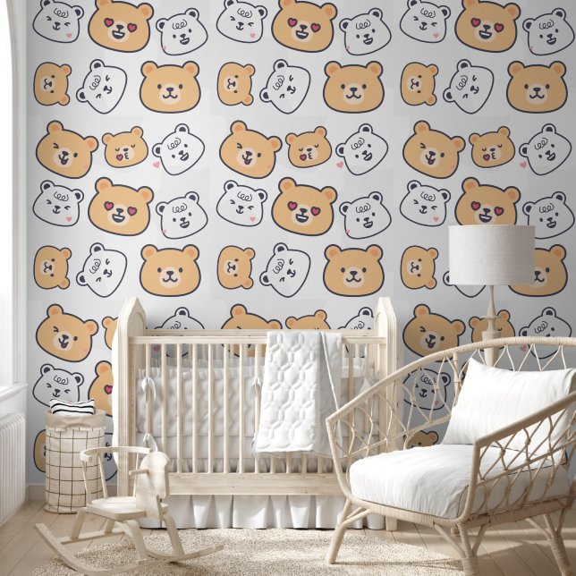 Papier Peint Lovely Teddy bear pattern for Your Kid Room (Enfants)