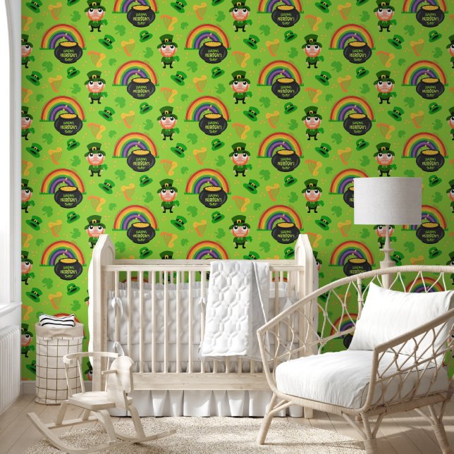 Papier Peint Lucky Leprechaun - Motif de la Saint-Patrick (Enfants)