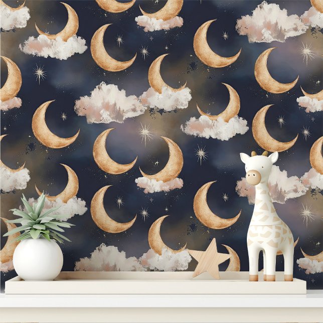 Papier Peint Lune croissante et nuages (Créateur téléchargé)