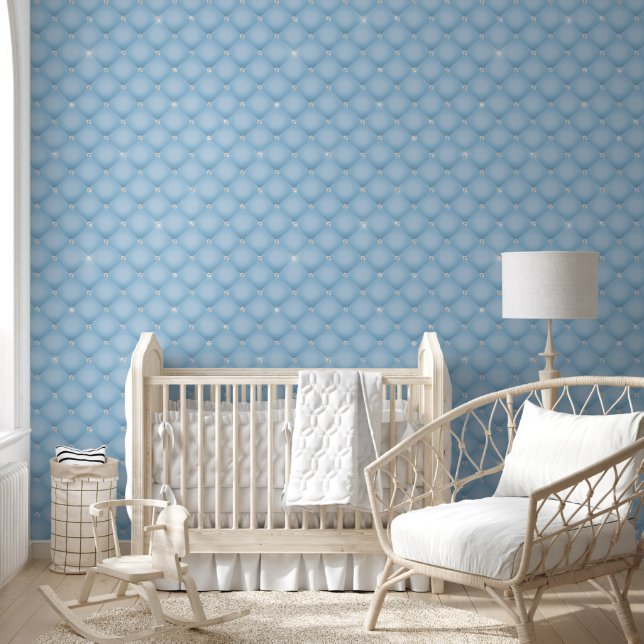 Papier Peint Luxe Diamond Tufted Quilé bleu clair (Enfants)