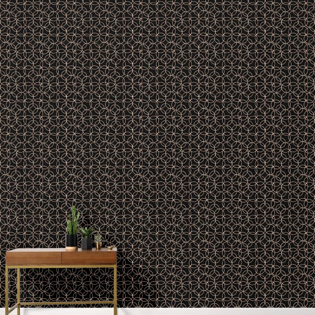 Papier Peint Luxueux Gold Black Geometrical (Couloir)