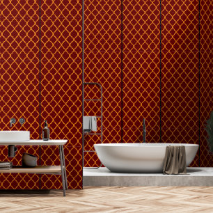 Papier Peint luxueux rouge et or géométrique