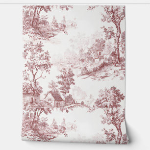 Papier Peint  Luxury Vintage Blush Pink Ivory Toile Jouy French