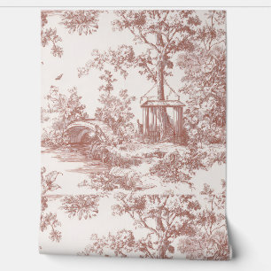 Papier Peint  Luxury Vintage Blush Pink Ivory Toile Jouy French