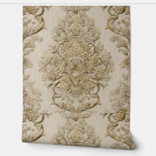 Papier Peint Luxury Vintage Damask Beige Floral Classic