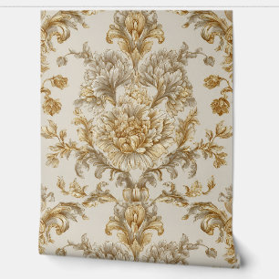 Papier Peint Luxury Vintage Damask Beige Floral Classic