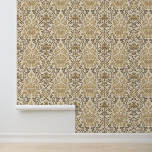 Papier Peint Luxury Vintage Damask Beige Floral Classic