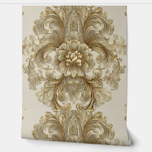 Papier Peint Luxury Vintage Damask Beige Floral Classic