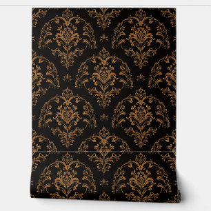 Papier Peint Luxury Vintage Damask Royal Black Floral Gold