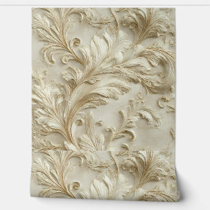 Papier Peint Luxury Vintage French Baroque Beige Gold Ivory