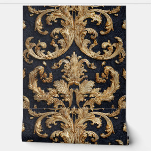 Papier Peint Luxury Vintage French Baroque Black Gold Royal
