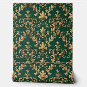 Papier Peint Luxury Vintage French Baroque Emerald Green Gold