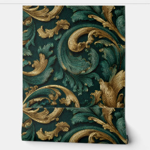 Papier Peint Luxury Vintage French Baroque Emerald Green Gold