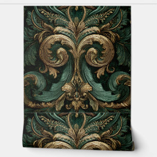 Papier Peint Luxury Vintage French Baroque Emerald Green Gold