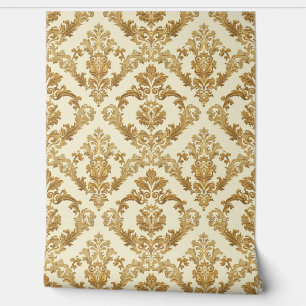 Papier Peint Luxury Vintage French Baroque Floral Gold Cream