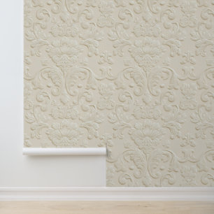 Papier Peint Luxury Vintage Minimal Elegant Damask Ivory Cream