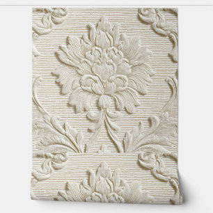 Papier Peint Luxury Vintage Minimal Elegant Damask Ivory Cream