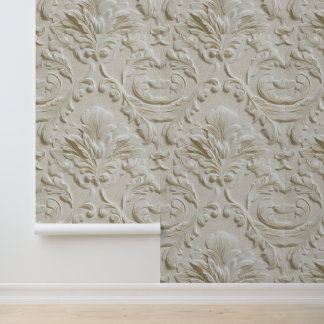 Papier Peint Luxury Vintage Minimal Elegant Damask Ivory Cream