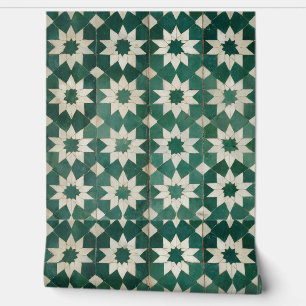 Papier Peint Luxury Vintage Moroccan Zellige Emerald Green