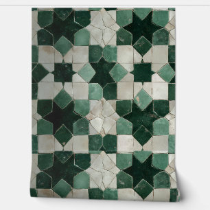 Papier Peint Luxury Vintage Moroccan Zellige Emerald Green