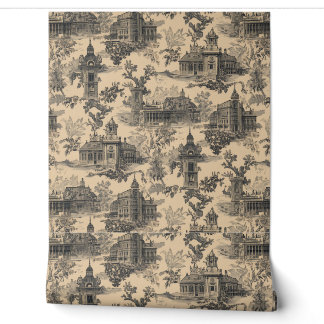 Papier Peint Luxury Vintage Toile Jouy Black Ink Beige French