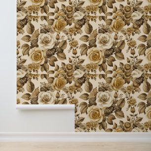 Papier Peint Luxury Vintage Victorian Floral Rich Gold Cream