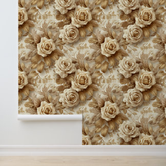 Papier Peint Luxury Vintage Victorian Floral Rich Gold Roses