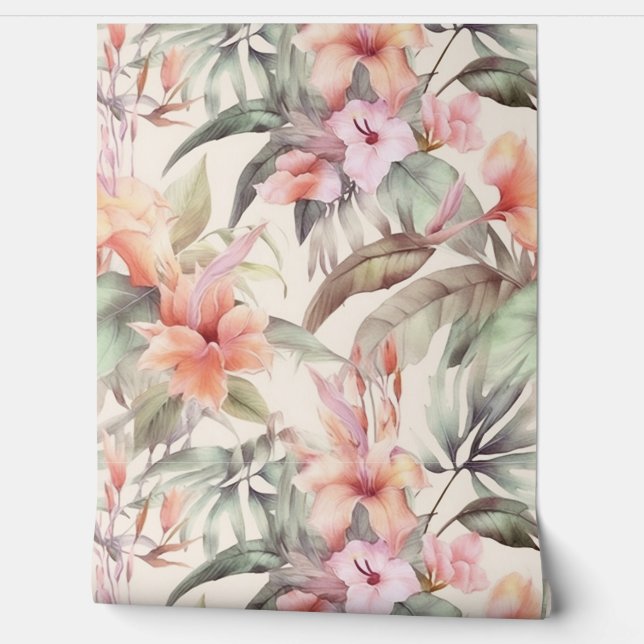 Papier Peint Lys de la forêt tropicale hawaïenne (Déroulement)