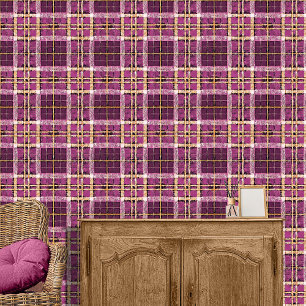 Papier Peint Magenta Gold Plaid Motif#7 ID1009