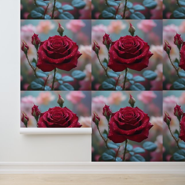 Papier Peint Magnifique Peel rouge rose et chevalet Fleur (Application)
