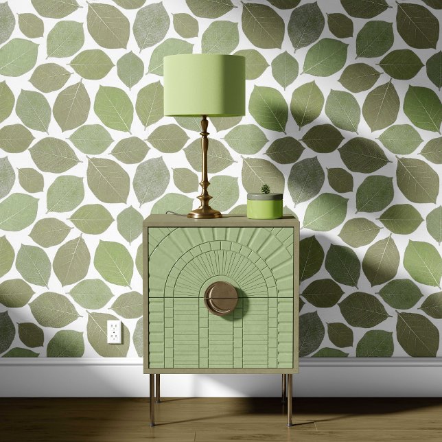 Papier Peint Magnolia Leaf Olive Sage Green White (Créateur téléchargé)