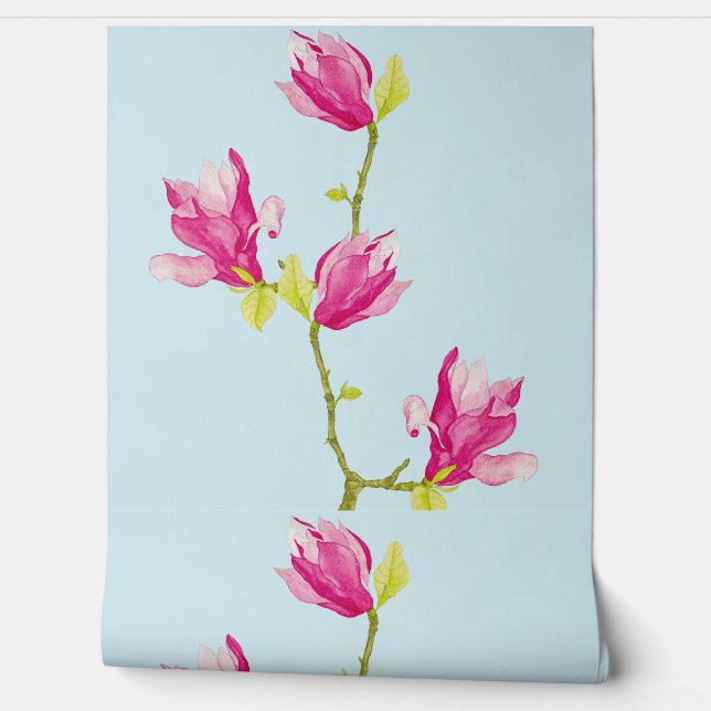 Papier Peint Magnolias Tulipes sur un  (Déroulement)