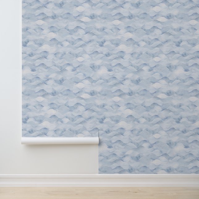 Papier Peint Maison de plage aux vagues marines grises et bleue (Application)