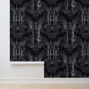 Papier Peint Maisons et chauves-souris gothiques Haunween