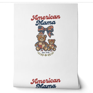 Papier Peint Mama Américaine Ours Patriote Patchwork Vector Des