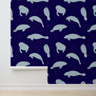 Papier Peint Manates et bulles mignonnes Motif de vache de mer