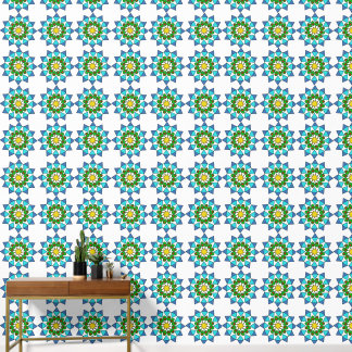Papier peint - Mandala bleu et vert