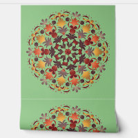 Mandala Rouge Jaune Orange Vert Brown