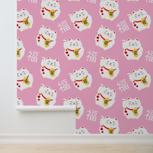 Papier Peint Maneki Neko Cute Lucky White Chat